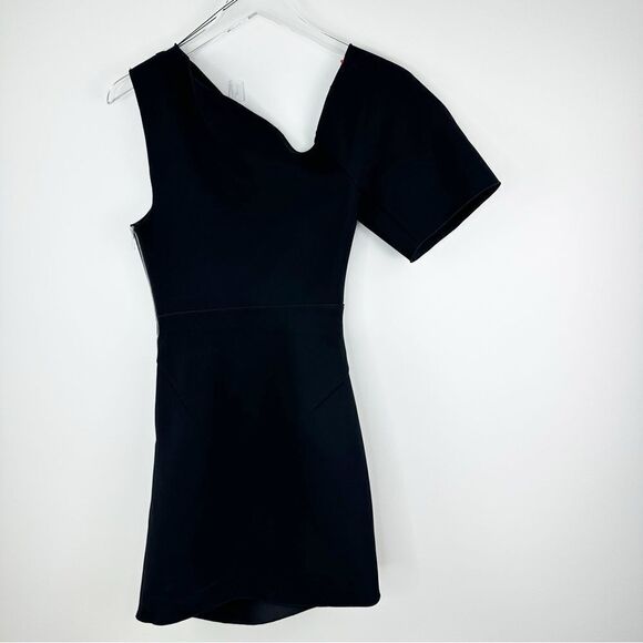 NWT Acler Juniper One-shoulder Crepe Mini Formal Cocktail Dress Black Womens 4 - Picture 11 of 15
